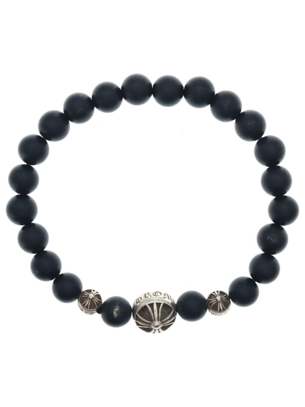Chrome Hearts Bead 8 Bracelet Black Silver
